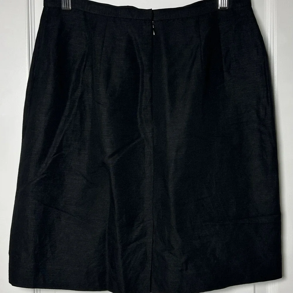 Laura Scott Petite Vintage 90s Black Linen‎ Rayon Blend Knee Length Pencil Skirt